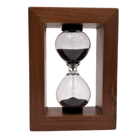3 minučių smėlio laikrodis mediniame rėme – arbatai, žaidimams, biurui