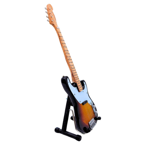 Stingo stiliaus mini mahono gitara, 24,5 cm, su stovu – puiki dovana