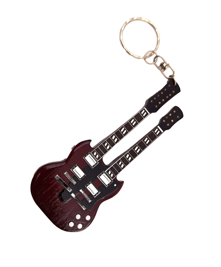 Dvigubo grifo gitaros raktų pakabukas – įkvėptas Jimmy Page, Led Zeppelin