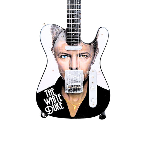 Kolekcinė mini gitara, įkvėpta Davido Bowie – 1:4, mahagonas, su stovu, fanams
