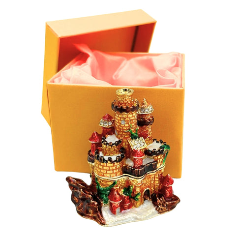 Pilies formos papuošalų dėžutė su kristalais, metalinė dekoracija