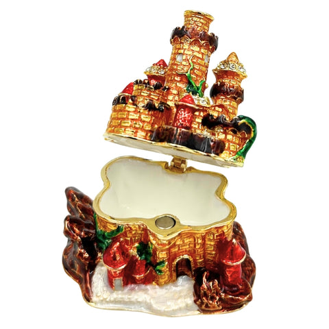 Pilies formos papuošalų dėžutė su kristalais, metalinė dekoracija