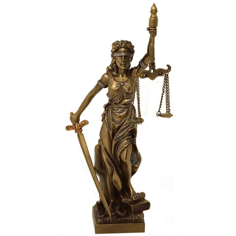 Temidė – Teisingumo deivės bronzinė statulėlė 20 cm, dovana teisininkui