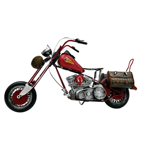 Didelis metalinis „Chopper“ motociklo modelis – raudona interjero dekoracija, dovana motociklistui
