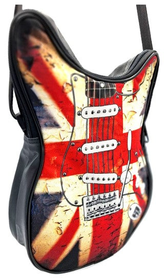 Išskirtinė gitara formos petinė rankinė su britiška vėliava – muzikos gerbėjams