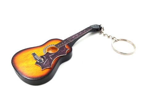 The Beatles stiliaus mahagoninis klasikinės gitaros raktų pakabukas dovanai