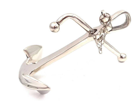 Sidabrinis metalinis inkaras 20 cm – jūrinė interjero dekoracija, dovana
