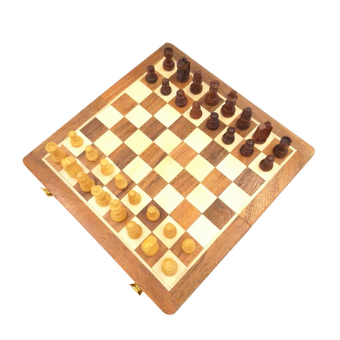 Klasikinis medinis magnetinis šachmatų rinkinys 25×25 cm, sulankstoma lenta