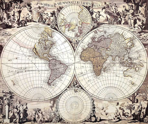 Istorinis pasaulio žemėlapis (1686) – Gerard Valck reprodukcija