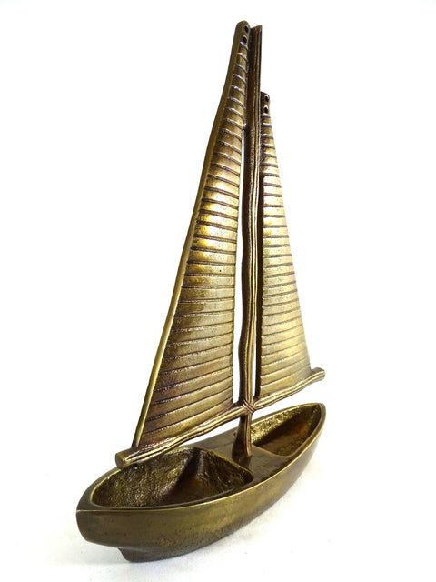 Aliuminio jachtos modelis, 38 cm – antikinis auksas, jūrinis dekoras