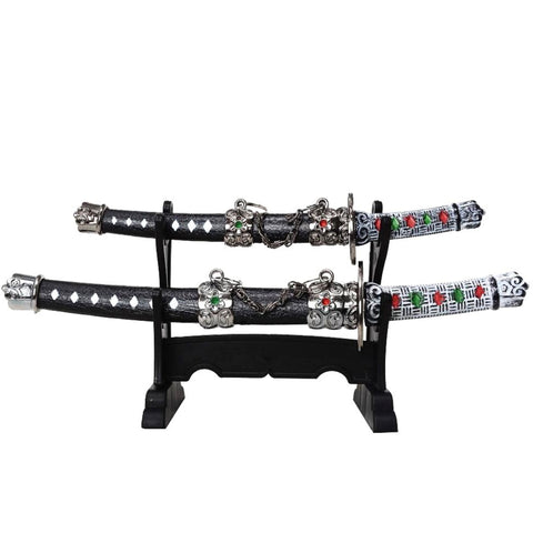 Samurajų Katana Laiškų Atidarytuvų Rinkinys su Stovu, 2 vnt