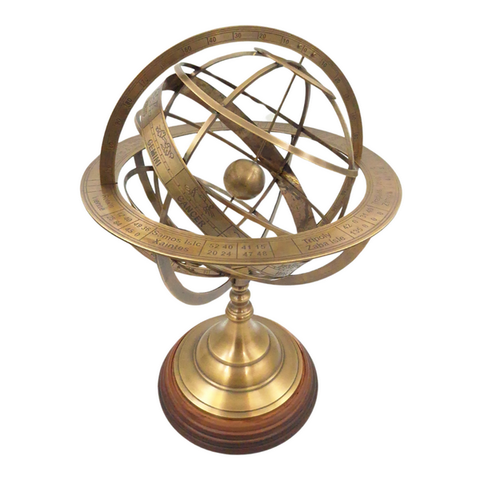 Didelė žalvarinė astrolabija (armiliarinė sfera) – puiki dovana astronomams