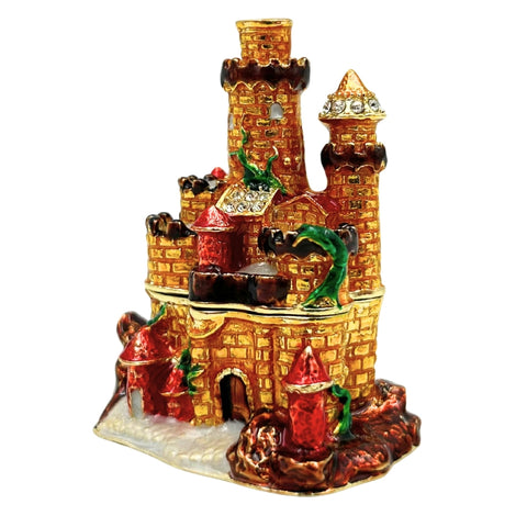 Pilies formos papuošalų dėžutė su kristalais, metalinė dekoracija