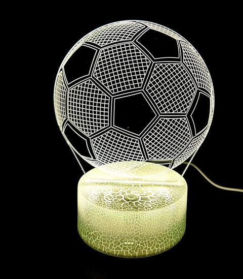 futbolo naktinė lempa akrilinė 3D iliuzija su šiltai baltu LED apšvietimu, kreko tekstūros padu ir USB laidu