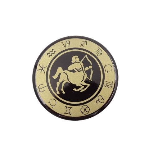 Šaulys zodiako šaldytuvo magnetas – emaliuotas, auksinis, 6 cm