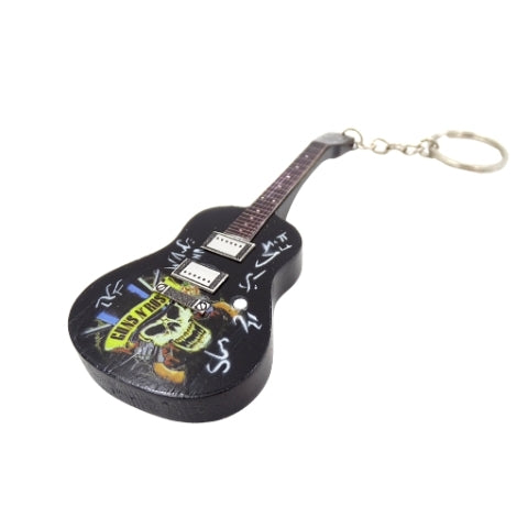 Mahagonio gitaros raktų pakabukas „Guns N’ Roses“ fanams – puiki dovana