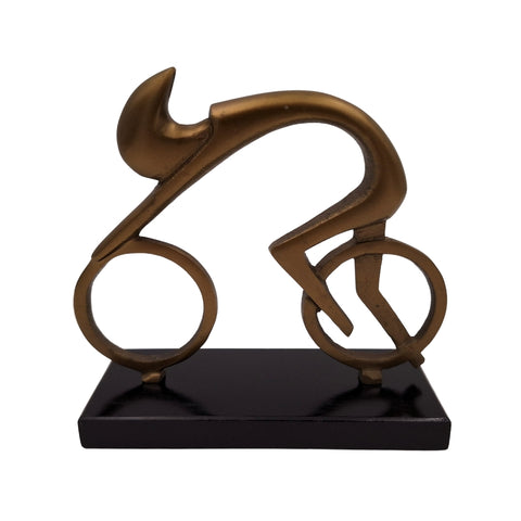 Minimalistinė dviratininko figūrėlė – metalas, medinė bazė, dovanai
