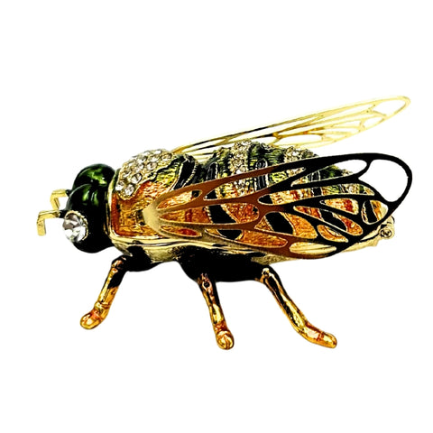 Bičių formos kristalais dekoruota metalinė juvelyrikos dėžutė