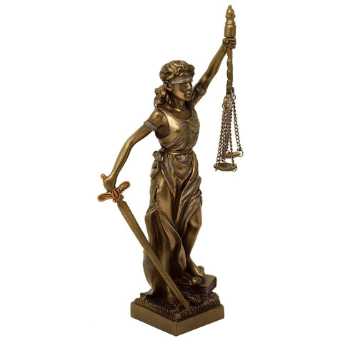Temidė – Teisingumo deivės bronzinė statulėlė 20 cm, dovana teisininkui