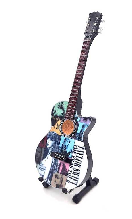 Mini dekoratyvinė mahagoninė gitara, kolekcinė 24,5 cm, Taylor Swift gerbėjams
