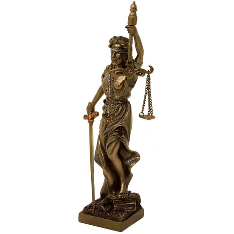 Temidė – Teisingumo deivės bronzinė statulėlė 20 cm, dovana teisininkui