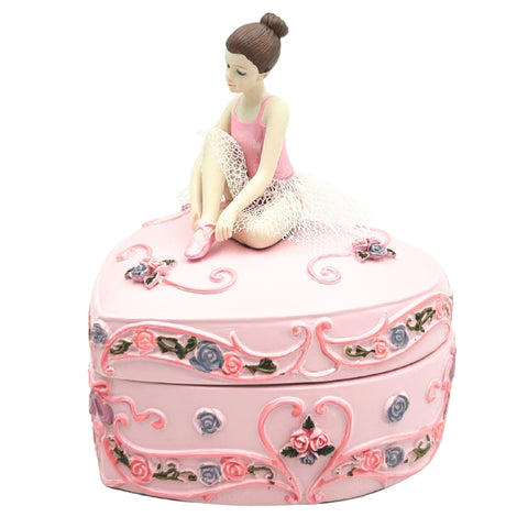 Muzikinė dėžutė „Gulbių ežeras“: širdelės forma, balerina, papuošalams