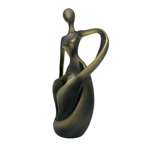 Moderni abstrakti šokėjos statulėlė, antikinio aukso, 24 cm