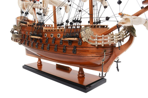 Išskirtinis San Felipe 1690 medinis burlaivio modelis – rankų darbo