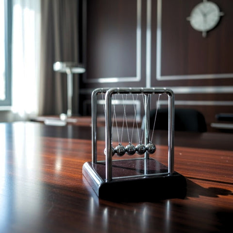 Niutono lopšys – stalinė švytuoklė, antistresinis biuro aksesuaras