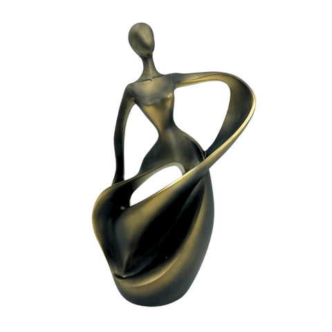 Moderni abstrakti šokėjos statulėlė, antikinio aukso, 24 cm