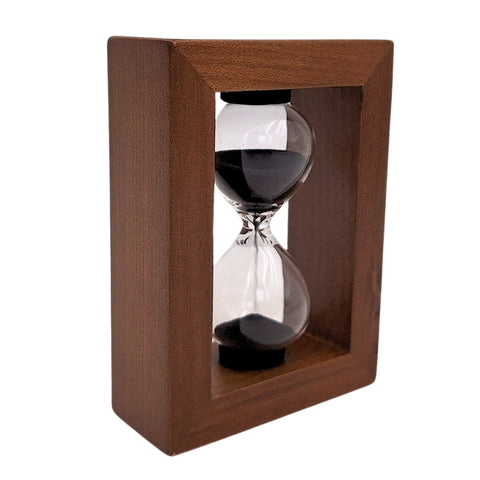 3 minučių smėlio laikrodis mediniame rėme – arbatai, žaidimams, biurui