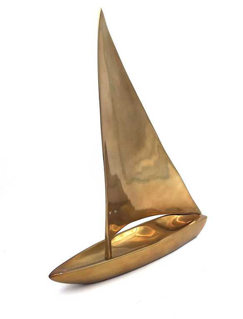 Elegantiškas aliuminio burlaivio modelis 39×30 cm – jūrinė dekoracija