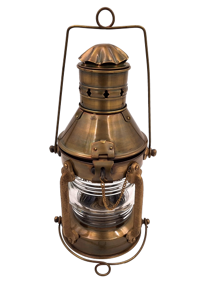 Jūrinė retro aliejinė lempa – senovinis žalvaris, 34 cm