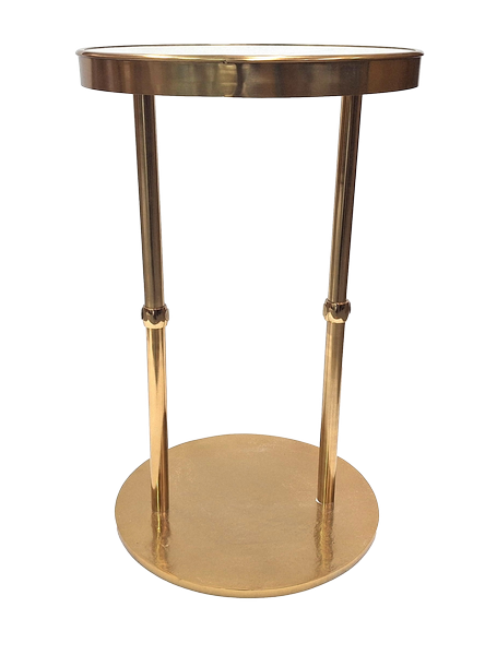 Elegantiškas auksinis metalinis staliukas su laikrodžiu 40×40×60