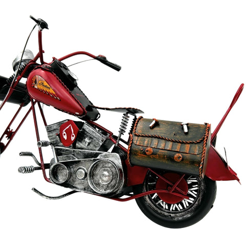 Didelis metalinis „Chopper“ motociklo modelis – raudona interjero dekoracija, dovana motociklistui