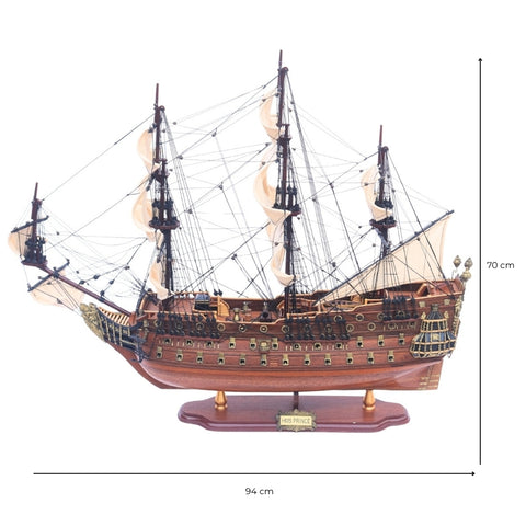 Didelis burlaivio HMS Prince modelis 94 cm, rankų darbo