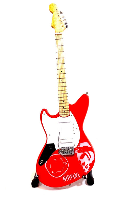 Mini gitara Nirvana / Kurt Cobain – rankų darbo, mahagonas, kolekcinė