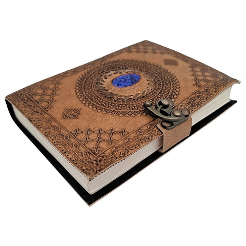Retro odinis buivolo odos dienoraštis su akmeniu, 200 psl., 125 gsm