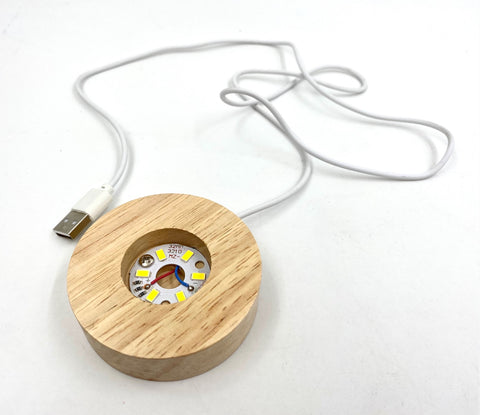 Paukščių Tako LED stiklo rutulys su medine baze, USB, 8 cm – magiška lempa