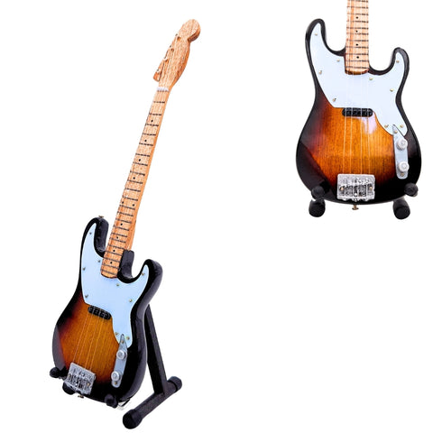 Stingo stiliaus mini mahono gitara, 24,5 cm, su stovu – puiki dovana