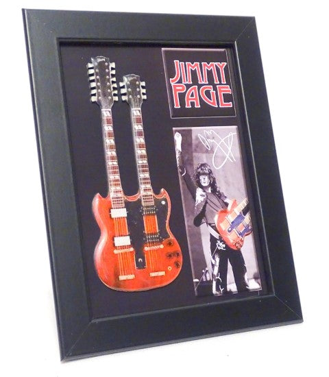 Jimmy Page dvigubo grifo mini gitara rėmelyje – Led Zeppelin gerbėjams