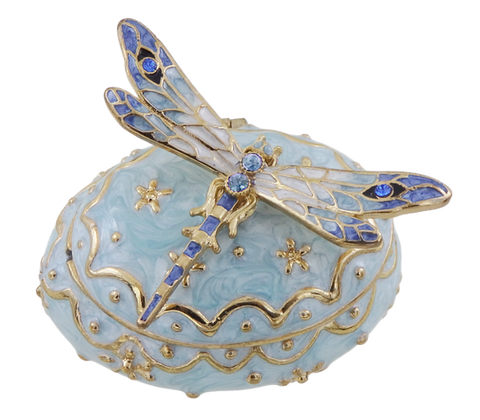 Metalinė papuošalų dėžutė su kristalais „Laumžirgis“ – elegantiška dovana