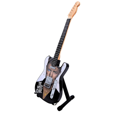 Kolekcinė mini gitara, įkvėpta Davido Bowie – 1:4, mahagonas, su stovu, fanams