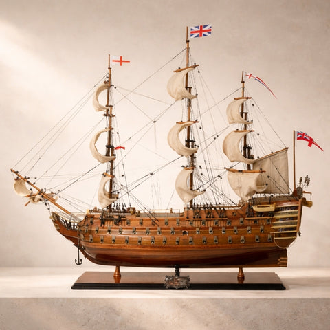 HMS Victory burlaivio modelis 97 cm – rankų darbo laivo dekoracija