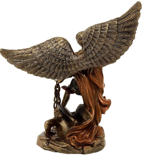 Arkangelo Mykolo išraiškinga statulėlė, auksinė, 13 cm, polirezinas