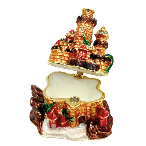 Pilies formos papuošalų dėžutė su kristalais, metalinė dekoracija