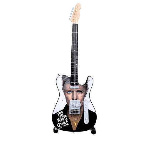 Kolekcinė mini gitara, įkvėpta Davido Bowie – 1:4, mahagonas, su stovu, fanams