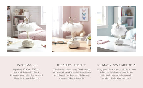 Muzikinė dėžutė „Gulbių ežeras“ su besisukančia balerina, 23,5 cm