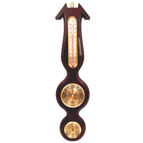 Vintažinė sieninė orų stotis: barometras, termometras, higrometras 40 cm