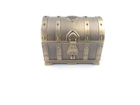 Metalinė lobio dėžutė – sidabrinė su auksiniais akcentais, 7×5×5 cm